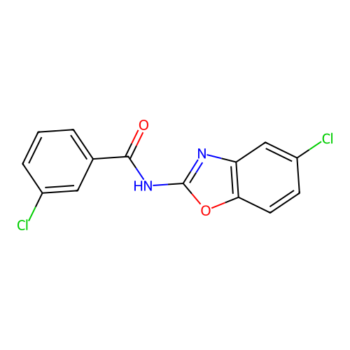 3-chloro-N-(5-chloro-1,3-benzoxazol-2-yl)benzamide structure