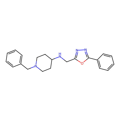 1-benzyl-N-[(5-phenyl-1,3,4-oxadiazol-2-yl)methyl]piperidin-4-amine structure