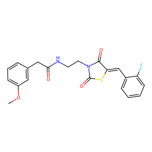 N-(2-(5-(2-Fluorobenzylidene)-2,4-dioxothiazolidin-3-yl)ethyl)-2-(3-methoxyphenyl)acetamide structure