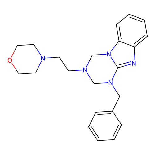1-benzyl-3-[2-(morpholin-4-yl)ethyl]-1,2,3,4-tetrahydro[1,3,5]triazino[1,2-a]benzimidazole structure