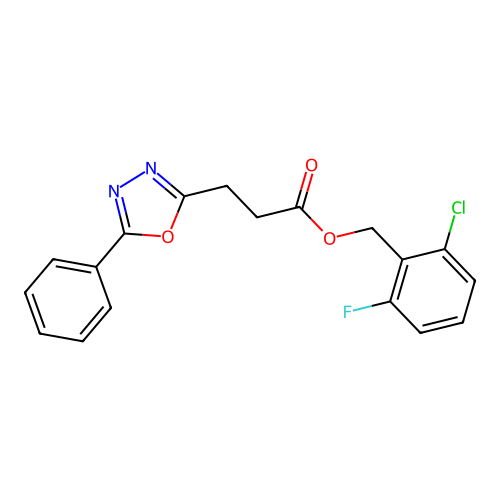 2-Chloro-6-fluorobenzyl 3-(5-phenyl-1,3,4-oxadiazol-2-yl)propanoate structure