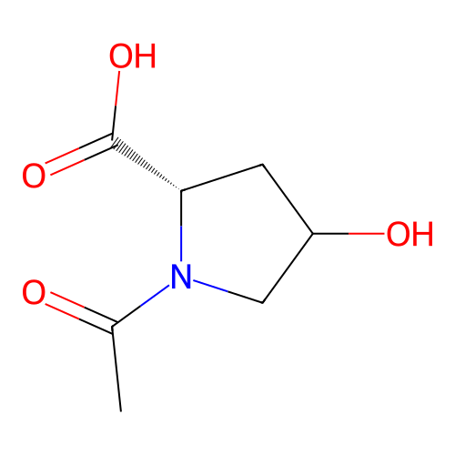 (2S)-1-acetyl-4-hydroxypyrrolidine-2-carboxylic acid structure