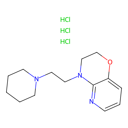 2H-Pyrido(3,2-b)-1,4-oxazine, 3,4-dihydro-4-(2-(1-piperidinyl)ethyl)-, trihydrochloride structure