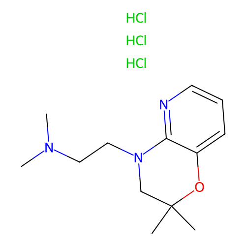 2H-Pyrido(3,2-b)-1,4-oxazine, 3,4-dihydro-4-(2-(dimethylamino)ethyl)-2,2-dimethyl-, trihydrochloride structure