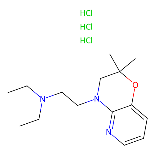 2H-Pyrido(3,2-b)-1,4-oxazine, 3,4-dihydro-4-(2-(diethylamino)ethyl)-2,2-dimethyl-, trihydrochloride structure