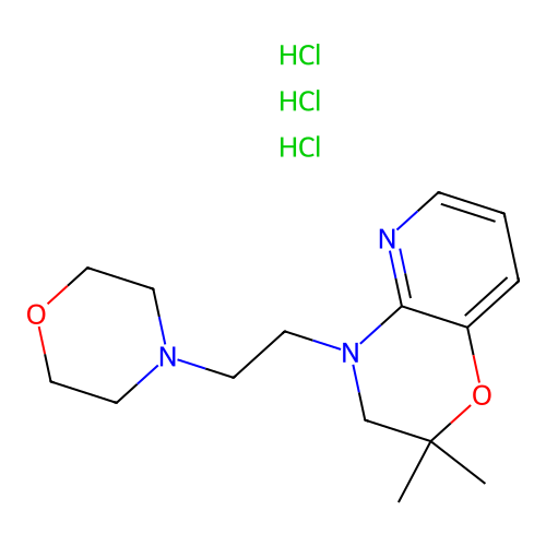 2H-Pyrido(3,2-b)-1,4-oxazine, 3,4-dihydro-2,2-dimethyl-4-(2-morpholinoethyl)-, trihydrochloride structure
