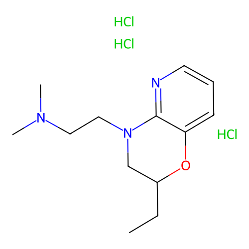 2H-Pyrido(3,2-b)-1,4-oxazine, 3,4-dihydro-4-(2-(dimethylamino)ethyl)-2-ethyl-, trihydrochloride structure