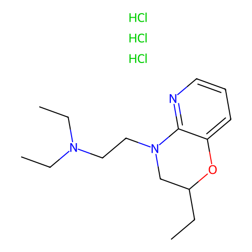 2,3-Dihydro-N,N,2-triethyl-4H-pyrido(3,2-b)-1,4-oxazine-4-ethanamine trihydrochloride structure