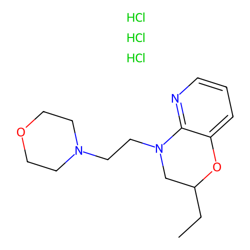 2H-Pyrido(3,2-b)-1,4-oxazine, 3,4-dihydro-2-ethyl-4-(2-morpholinoethyl)-, trihydrochloride structure