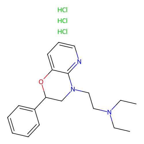 2H-Pyrido(3,2-b)-1,4-oxazine, 3,4-dihydro-4-(2-(diethylamino)ethyl)-2-phenyl-, trihydrochloride structure