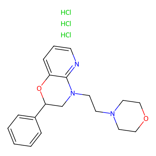 2H-Pyrido(3,2-b)-1,4-oxazine, 3,4-dihydro-4-(2-morpholinoethyl)-2-phenyl-, trihydrochloride structure