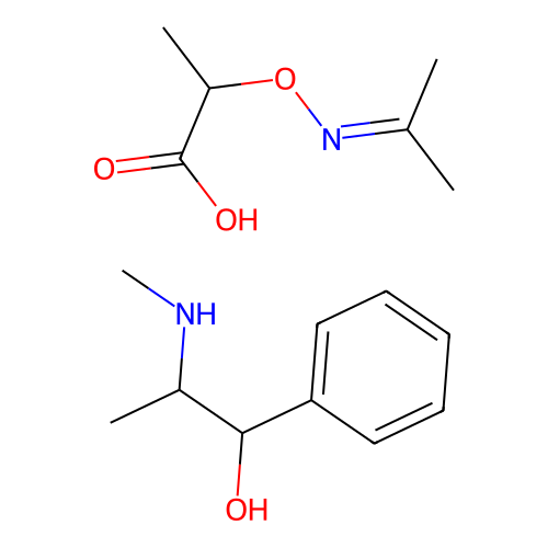 2-(Methylamino)-1-phenylpropan-1-ol;2-(propan-2-ylideneamino)oxypropanoic acid structure