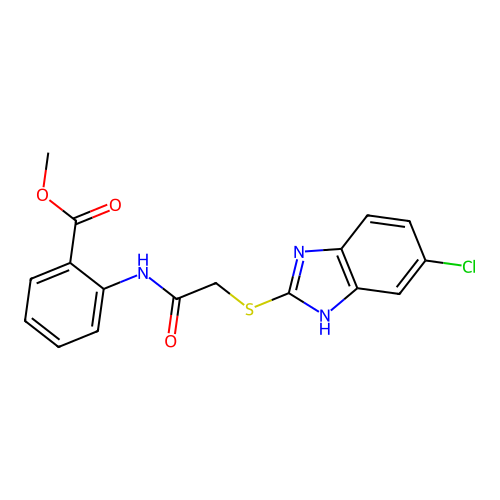 methyl 2-{2-[(5-chloro-1H-1,3-benzodiazol-2-yl)sulfanyl]acetamido}benzoate structure