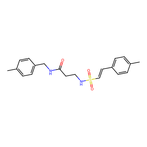 3-[2-(4-methylphenyl)ethenesulfonamido]-N-[(4-methylphenyl)methyl]propanamide structure