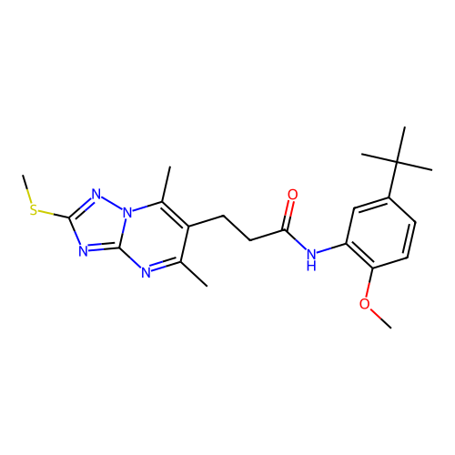 N-(5-(tert-Butyl)-2-methoxyphenyl)-3-(5,7-dimethyl-2-(methylthio)-[1,2,4]triazolo[1,5-a]pyrimidin-6-yl)propanamide structure
