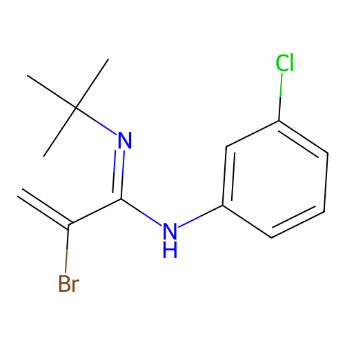 2-bromo-N'-tert-butyl-N-(3-chlorophenyl)prop-2-enimidamide structure