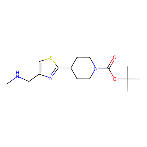 Tert-butyl 4-{4-[(methylamino)methyl]-1,3-thiazol-2-yl}piperidine-1-carboxylate structure