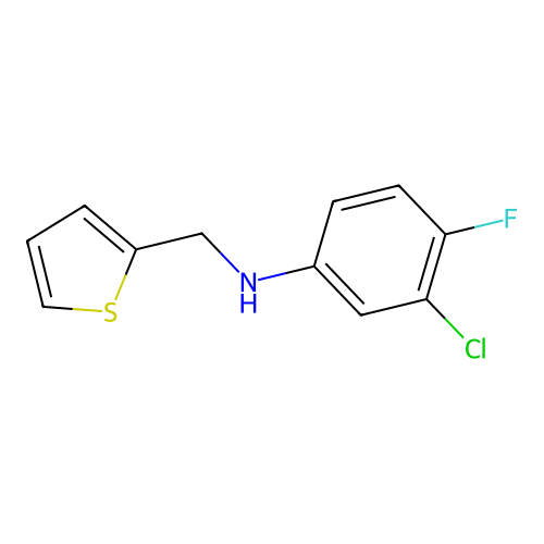 3-chloro-4-fluoro-N-(thiophen-2-ylmethyl)aniline structure