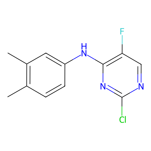 2-chloro-N-(3,4-dimethylphenyl)-5-fluoropyrimidin-4-amine structure