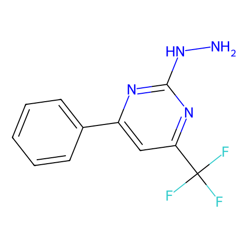 2-Hydrazinyl-4-phenyl-6-(trifluoromethyl)pyrimidine structure