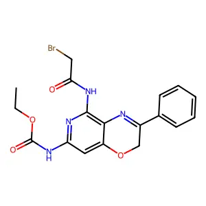 Carbamic acid, (5-((bromoacetyl)amino)-3-phenyl-2H-pyrido(4,3-b)-1,4-oxazin-7-yl)-, ethyl ester structure