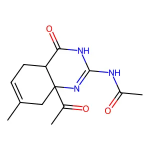 N-((4aS,8aR)-8a-Acetyl-7-methyl-4-oxo-3,4a,5,8-tetrahydroquinazolin-2-yl)acetamide structure