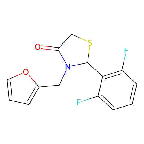 2-(2,6-Difluorophenyl)-3-(2-furylmethyl)thiazolidin-4-one structure