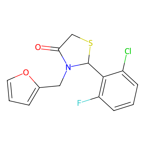 2-(2-Chloro-6-fluoro-phenyl)-3-(2-furylmethyl)thiazolidin-4-one structure