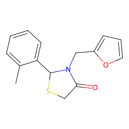 3-(2-Furylmethyl)-2-(o-tolyl)thiazolidin-4-one structure
