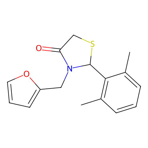 2-(2,6-Dimethylphenyl)-3-(2-furylmethyl)thiazolidin-4-one structure