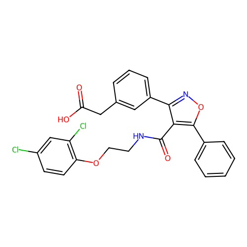 (3-{4-[2-(2,4-Dichloro-Phenoxy)-Ethylcarbamoyl]-5-Phenyl-Isoxazol-3-Yl}-Phenyl)-Acetic Acid structure