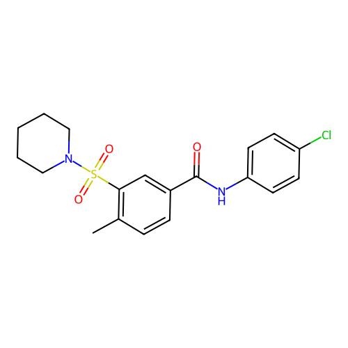 N-(4-chlorophenyl)-4-methyl-3-(piperidine-1-sulfonyl)benzamide structure