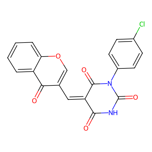 (5Z)-1-(4-chlorophenyl)-5-[(4-oxochromen-3-yl)methylidene]-1,3-diazinane-2,4,6-trione structure