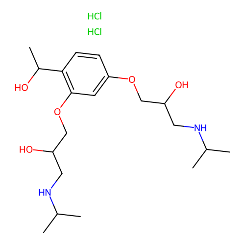 1-(alpha-Hydroxyethyl)-2,4-bis(2-hydroxy-3-isopropylaminopropoxy)benzene dihydrochloride structure