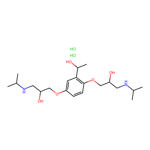 1-(alpha-Hydroxyethyl)-2,5-bis(2-hydroxy-3-isopropylaminopropoxy)benzene dihydrochloride structure