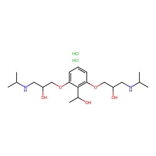 1-(alpha-Hydroxyethyl)-2,6-bis(2-hydroxy-3-isopropylaminopropoxy)benzene dihydrochloride structure