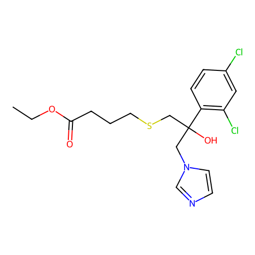 Ethyl 4-(2-(2,4-dichlorophenyl)-2-hydroxy-3-(imidazol-1-yl)propylthio)butyrate structure