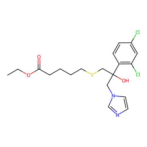 Ethyl 5-(2-(2,4-dichlorophenyl)-2-hydroxy-3-(imidazol-1-yl)propylthio)pentanoate structure
