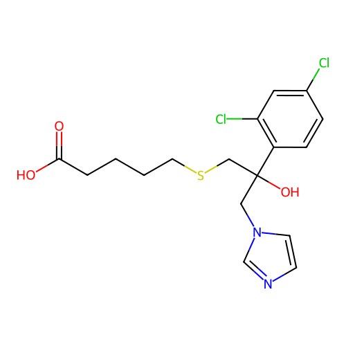 5-((2-(2,4-Dichlorophenyl)-2-hydroxy-3-(1H-imidazol-1-yl)propyl)thio)pentanoic acid structure