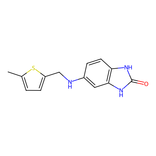 5-{[(5-methyl-2-thienyl)methyl]amino}-1,3-dihydro-2H-benzimidazol-2-one structure
