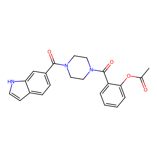[2-[4-(1H-indole-6-carbonyl)piperazine-1-carbonyl]phenyl] acetate structure