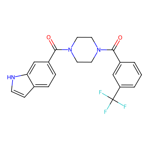 [4-(1H-indole-6-carbonyl)piperazin-1-yl]-[3-(trifluoromethyl)phenyl]methanone structure