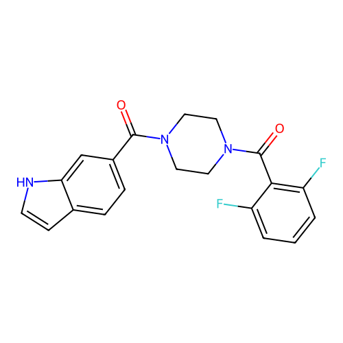 [4-(2,6-difluorobenzoyl)piperazin-1-yl]-(1H-indol-6-yl)methanone structure
