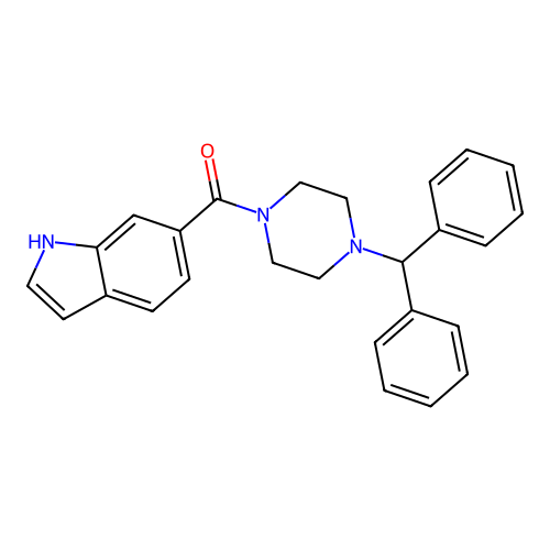 (4-benzhydrylpiperazin-1-yl)-(1H-indol-6-yl)methanone structure