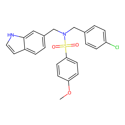 N-[(4-chlorophenyl)methyl]-N-(1H-indol-6-ylmethyl)-4-methoxybenzenesulfonamide structure