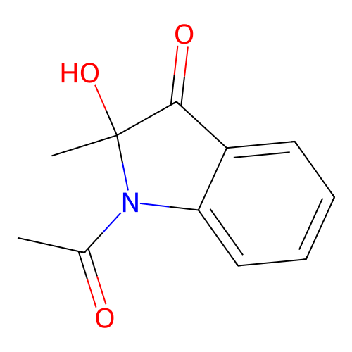 1-Acetyl-2-hydroxy-2-methylindol-3-one structure