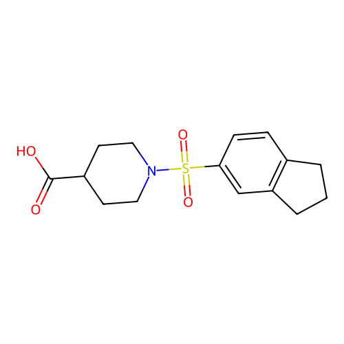 1-(2,3-dihydro-1H-indene-5-sulfonyl)piperidine-4-carboxylic acid structure
