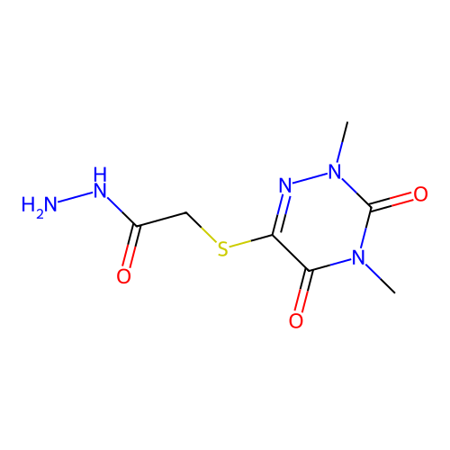 2-[(2,4-dimethyl-3,5-dioxo-2,3,4,5-tetrahydro-1,2,4-triazin-6-yl)sulfanyl]acetohydrazide structure