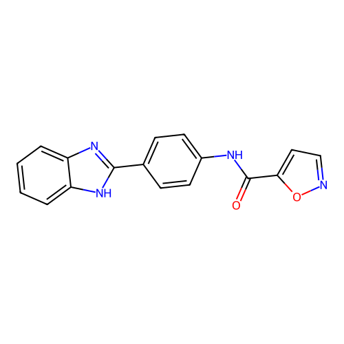 N-(4-(1H-benzo[d]imidazol-2-yl)phenyl)isoxazole-5-carboxamide structure