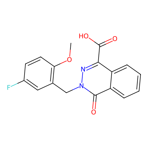 3-[(5-Fluoro-2-methoxyphenyl)methyl]-4-oxophthalazine-1-carboxylic acid structure